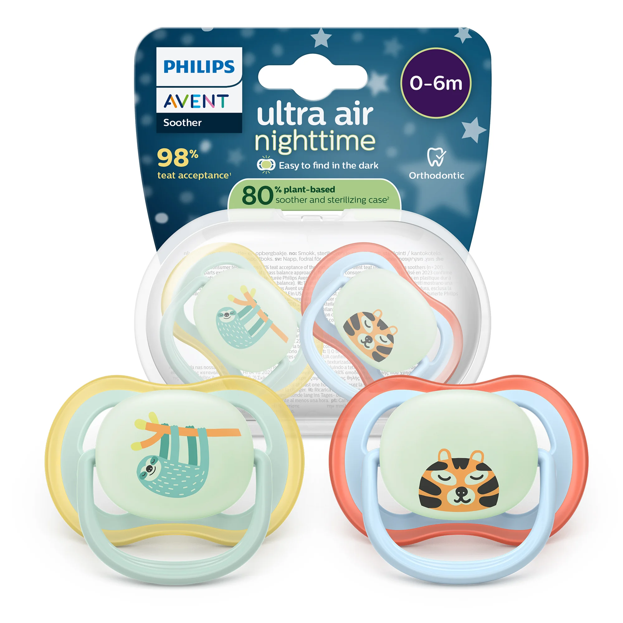 Philips Avent Ultra Air Nighttime świecący w ciemności ortodontyczny smoczek uspokajający 0-6 m, 2 sztuki