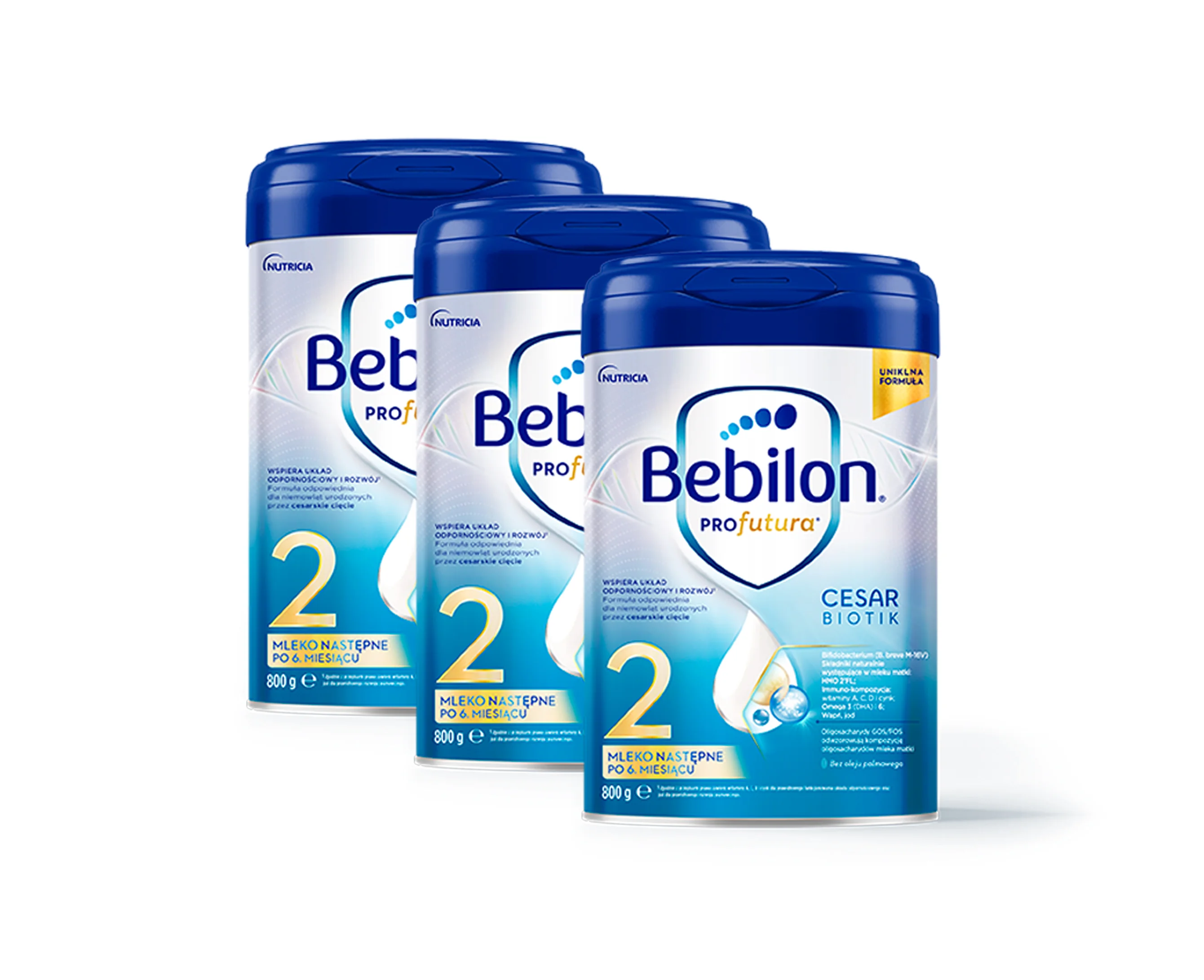 Bebilon Profutura CesarBiotic 2 mleko następne, po 6 miesiącu,  3 x 800 g