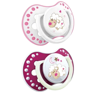 Lovi, dynamiczny smoczek uspokajający Night Day Girl 0-3 m 22/809girl, 2 sztuki