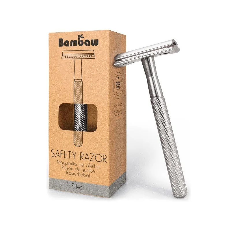 Bambaw metalowa maszynka do golenia na żyletki Silver, 1 szt.