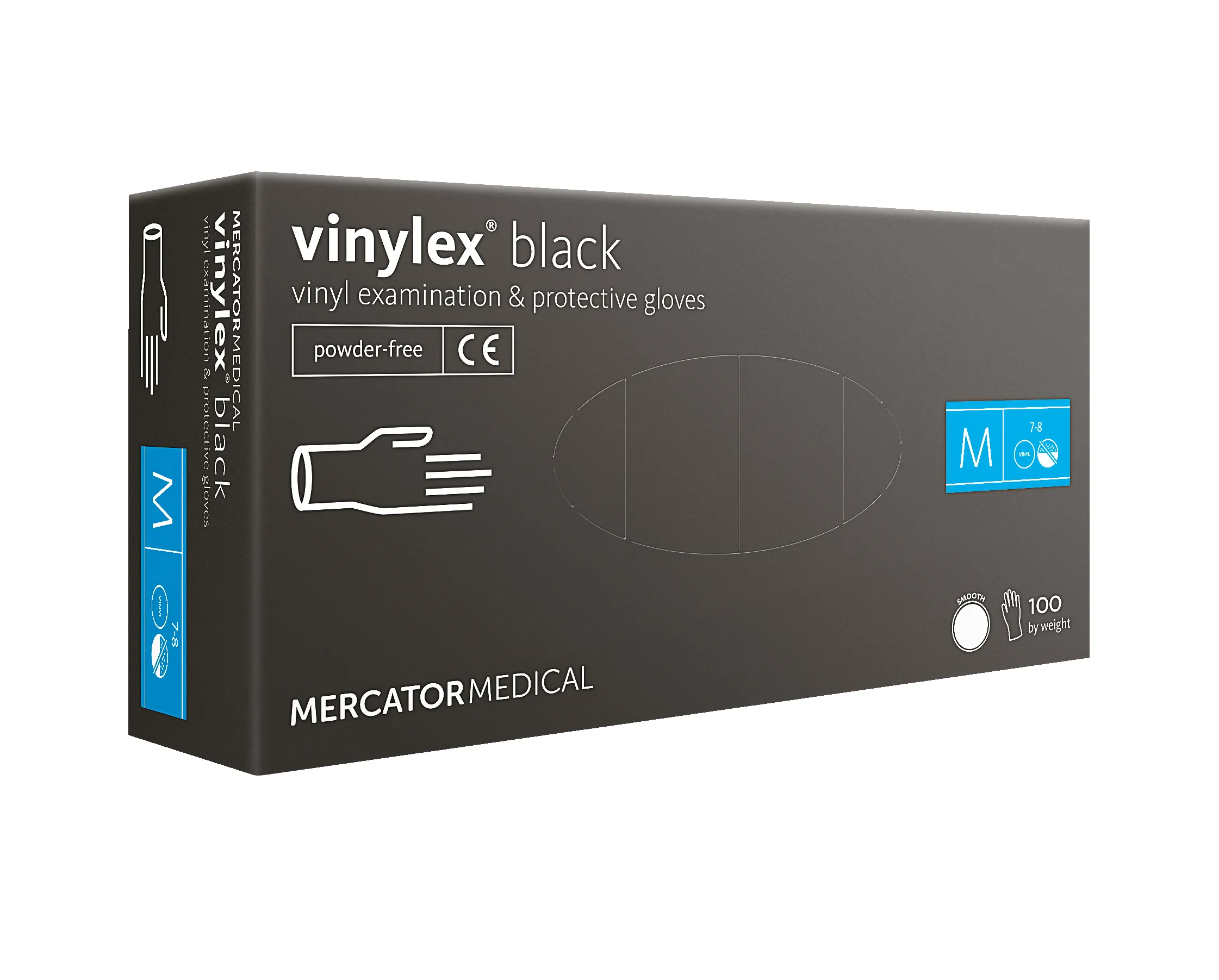 Vinylex Black, rękawiczki diagnostyczne winylowe, bezpudrowe, rozmiar M, czarne, 100 sztuk