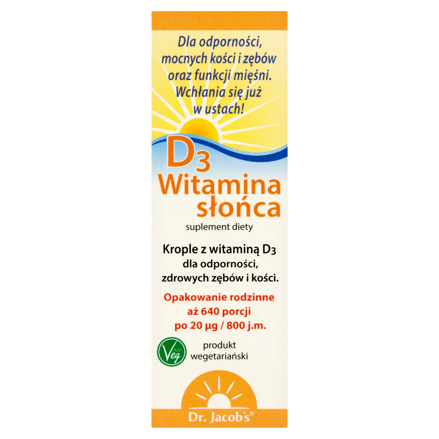 Dr. Jacob's Witamina Słońca D3 krople, 20 ml
