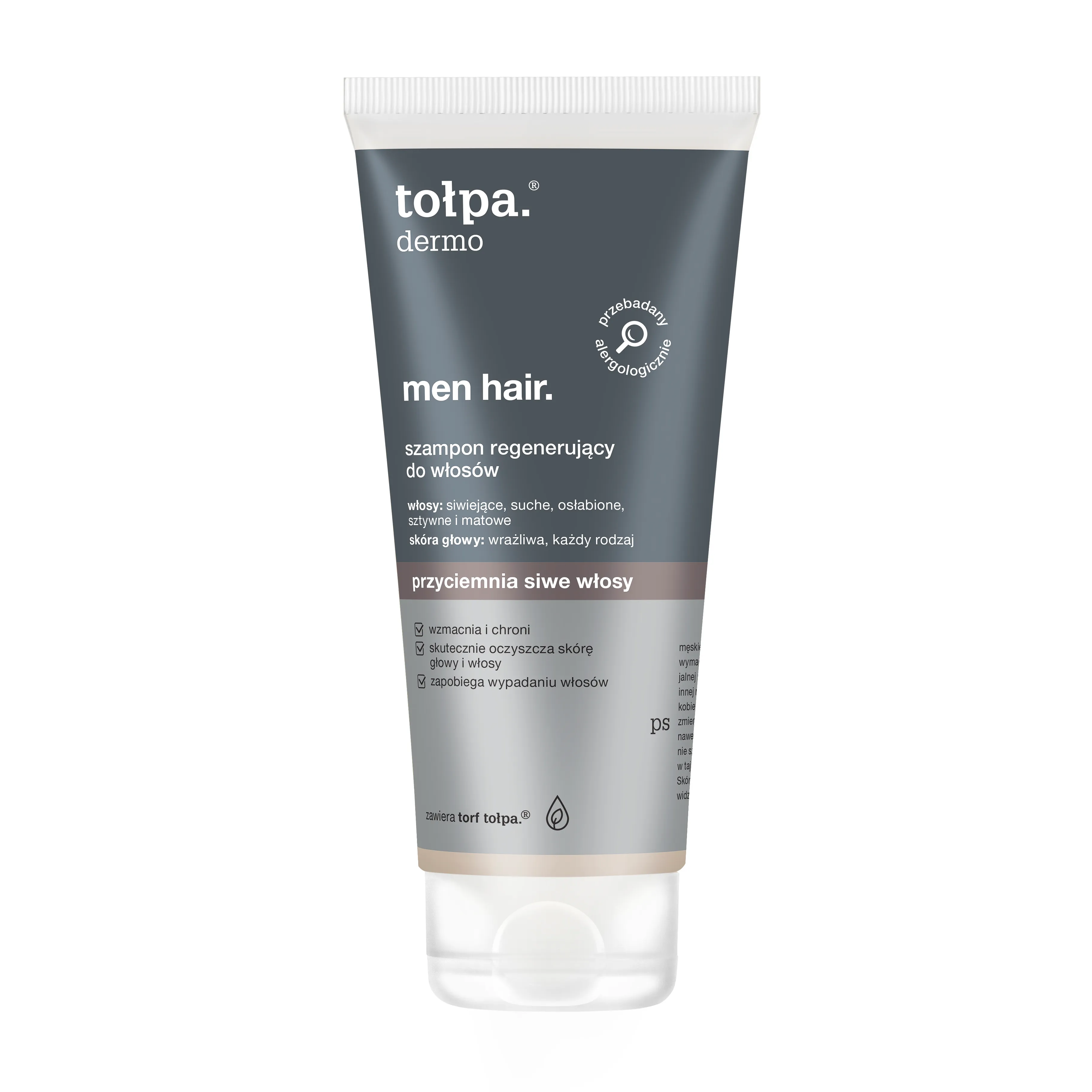Tołpa Dermo Men, Hair, szampon regenerujący do włosów siwych, 200ml