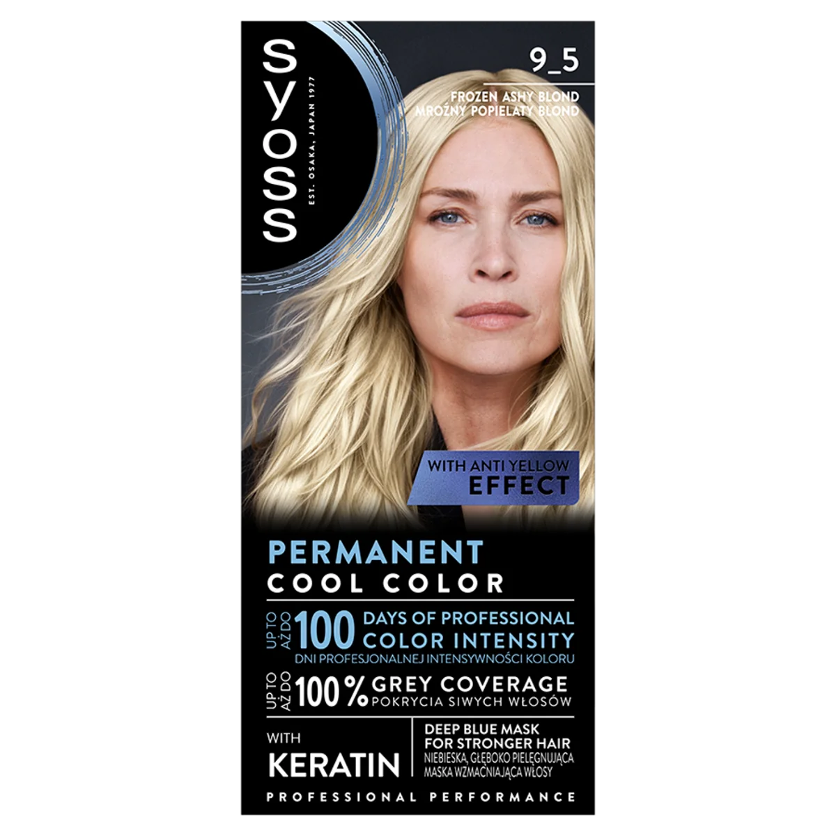 Syoss Permanent Blond trwała farba do włosów, 9_5 Mroźny Popielaty Blond, 1 szt.