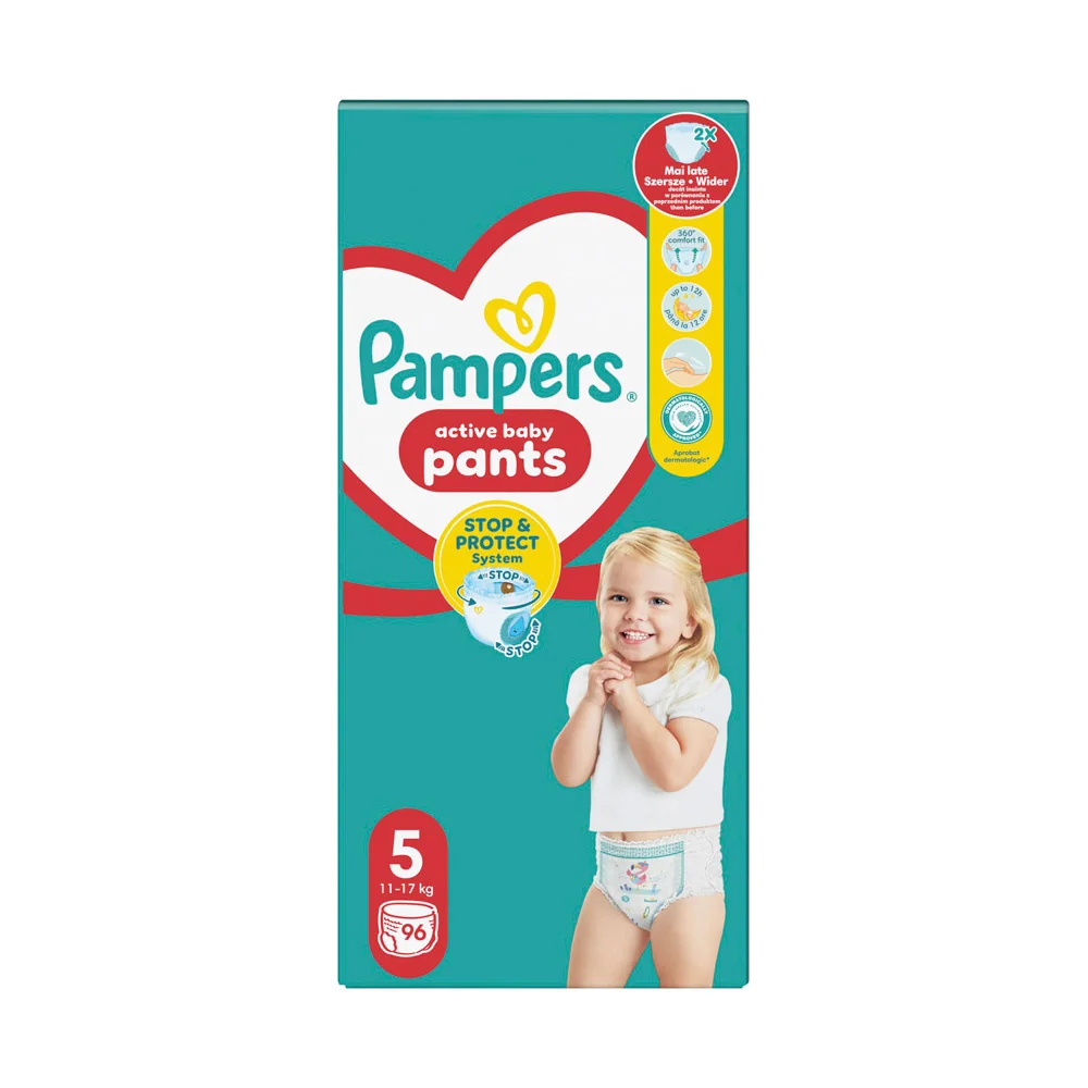 Pampers Active Baby Pants 5 pieluchomajtki, rozmiar 5, 11-17 kg, 96 sztuk