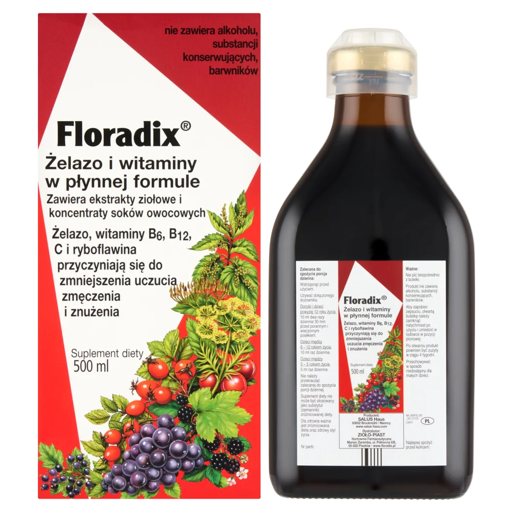 Floradix żelazo i witaminy w płynie, 500 ml