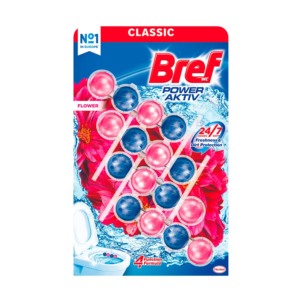Bref Power Activ zawieszka do WC, flower blossom, 4 x 50 g