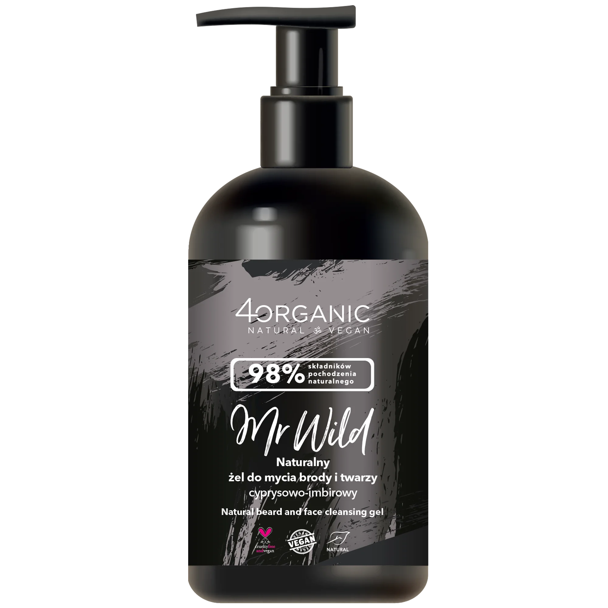 4organic Mr Wild cyprysowo-imbirowy żel do mycia brody i twarzy, 200 ml