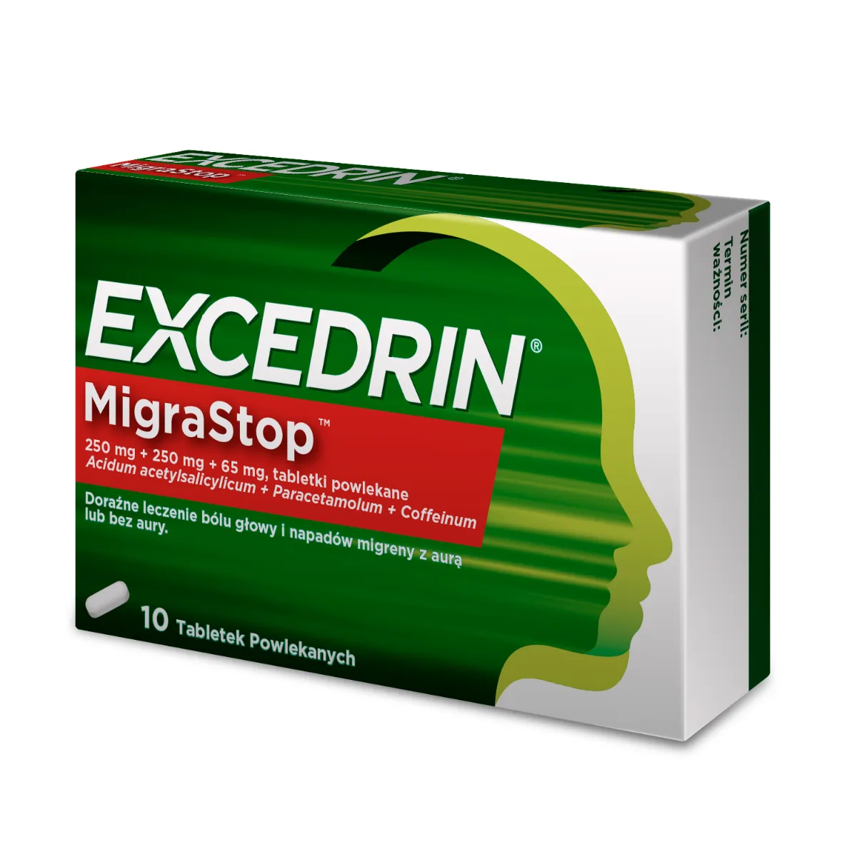 Excedrin MigraStop, 250 mg + 250 mg + 65 mg, 10 tabletek 