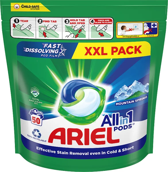 Ariel All-in-1 PODS Mountain Spring kapsułki z płynem do prania, 50 sztuk