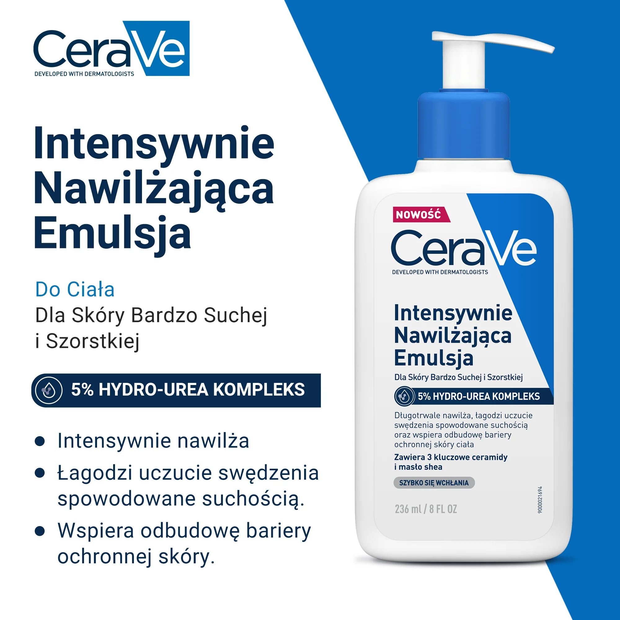 CeraVe emulsja intensywnie nawilżająca hydro-urea 5%, 236 ml