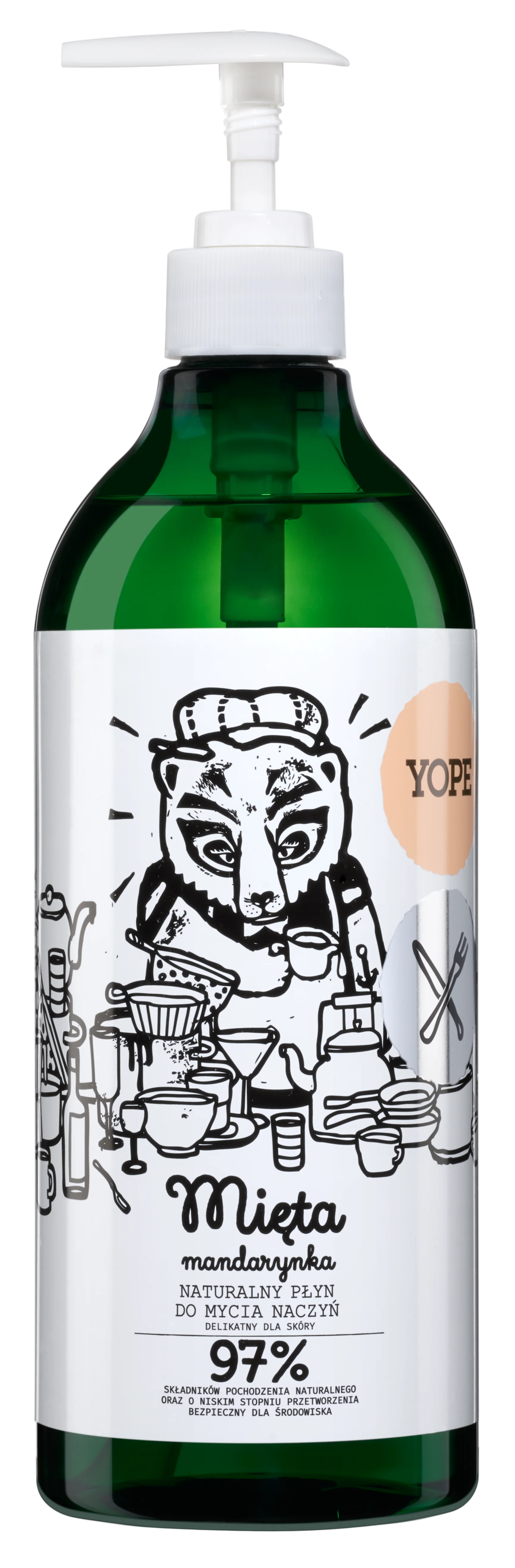 YOPE płyn do mycia naczyń Mięta i Mandarynka, 750 ml