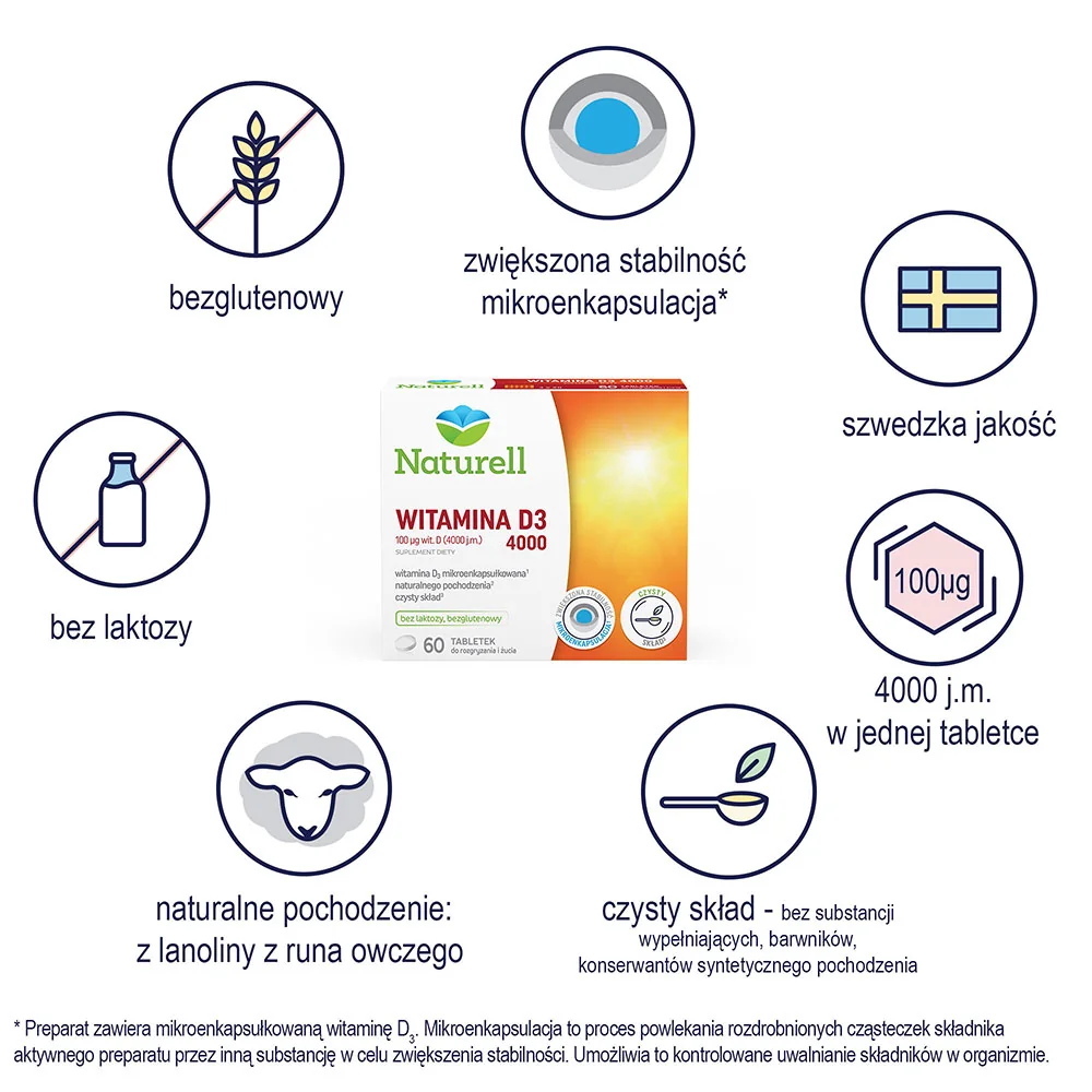 Naturell Witamina D3 4000 60 tabletek do ssania
