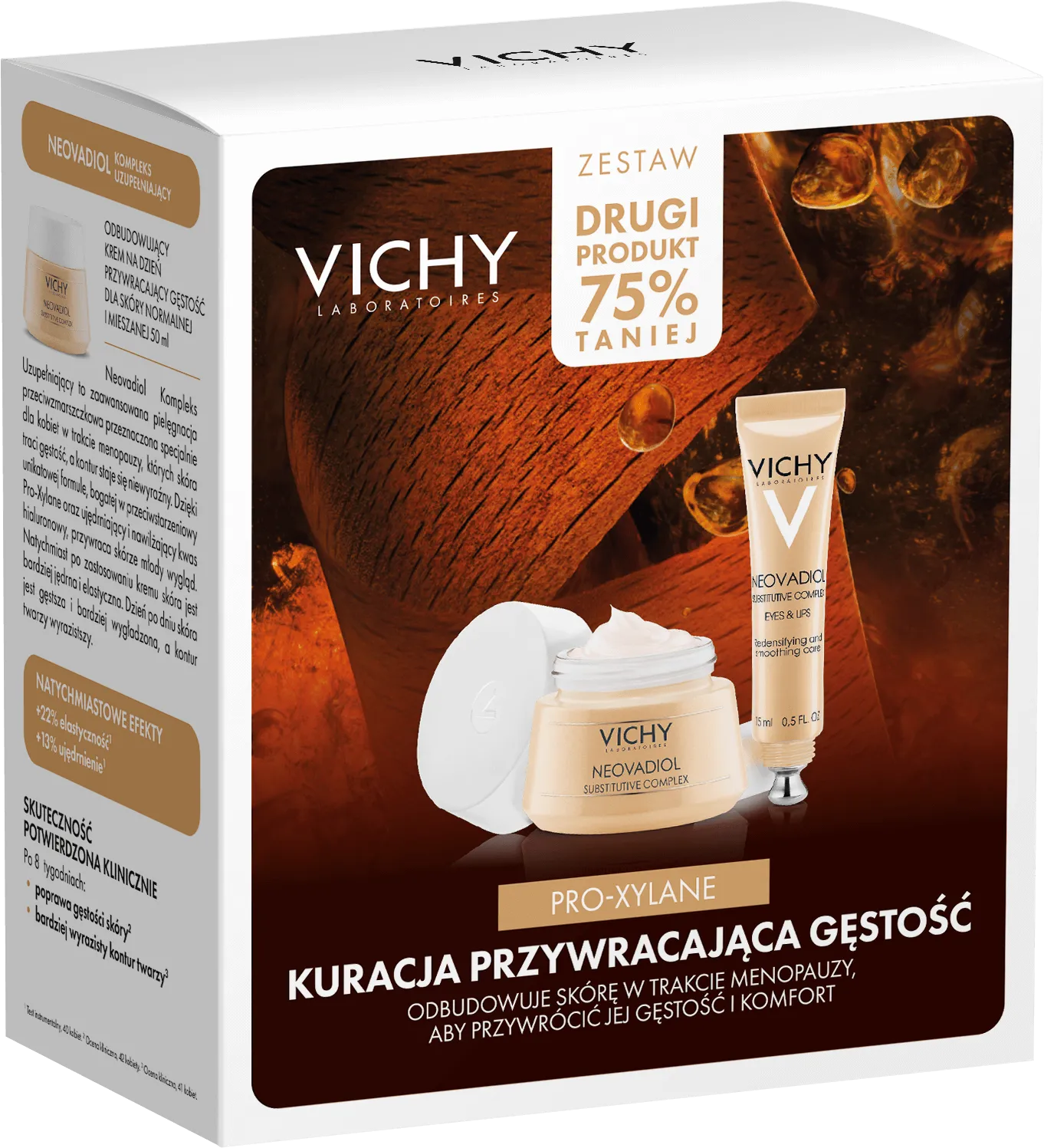 Vichy zestaw Neovadiol Kompleks Uzupełniający, krem do skóry normalnej i mieszanej, 50 ml + Neovadiol Gf Contours, krem wygładzający skórę wokół oczu i ust, 15 ml