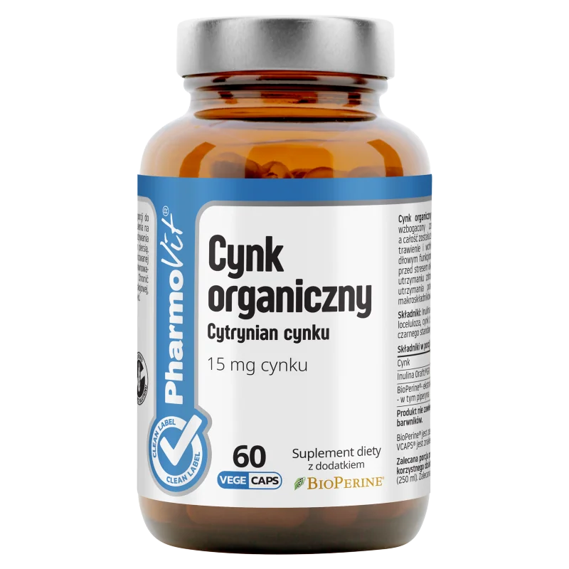 Pharmovit Cynk organiczny Cytrynian cynku 15 mg suplement diety, 60 kapsułek
