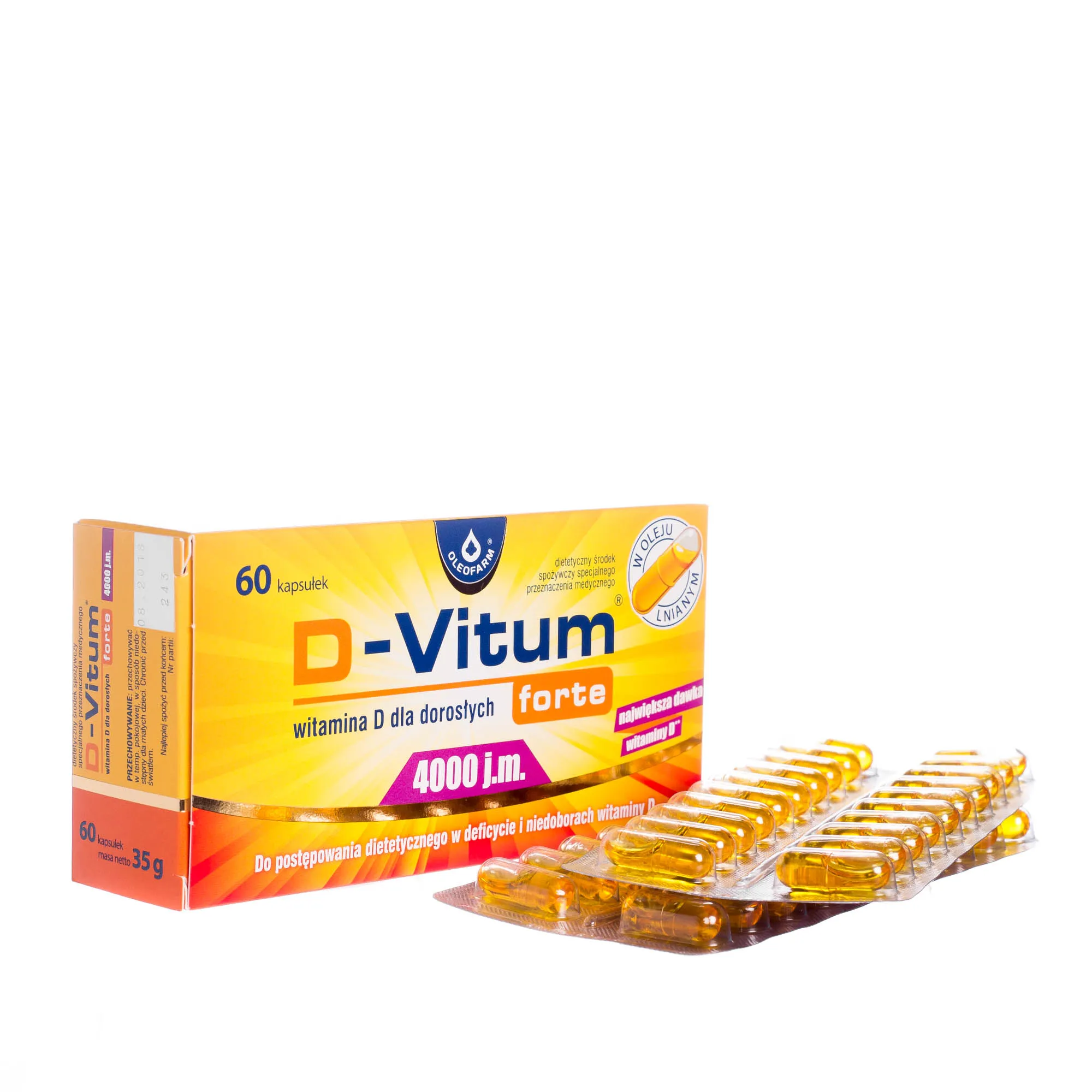 D-Vitum Forte - witamina D dla dorosłych, 60 kapsułek 