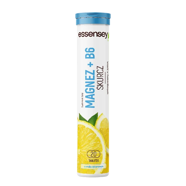 Essensey Magnez + B6 Skurcz o smaku cytrynowym, 20 tabletek musujących