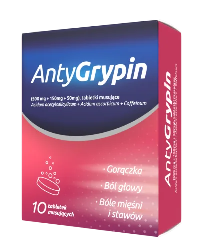 Antygrypin 0,5g+0,15g+0,05g, 10 tabletek musujących