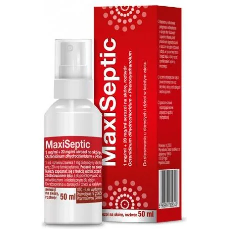 Maxiseptic 1 mg + 20 mg/ml aerozol na skórę, 50 ml