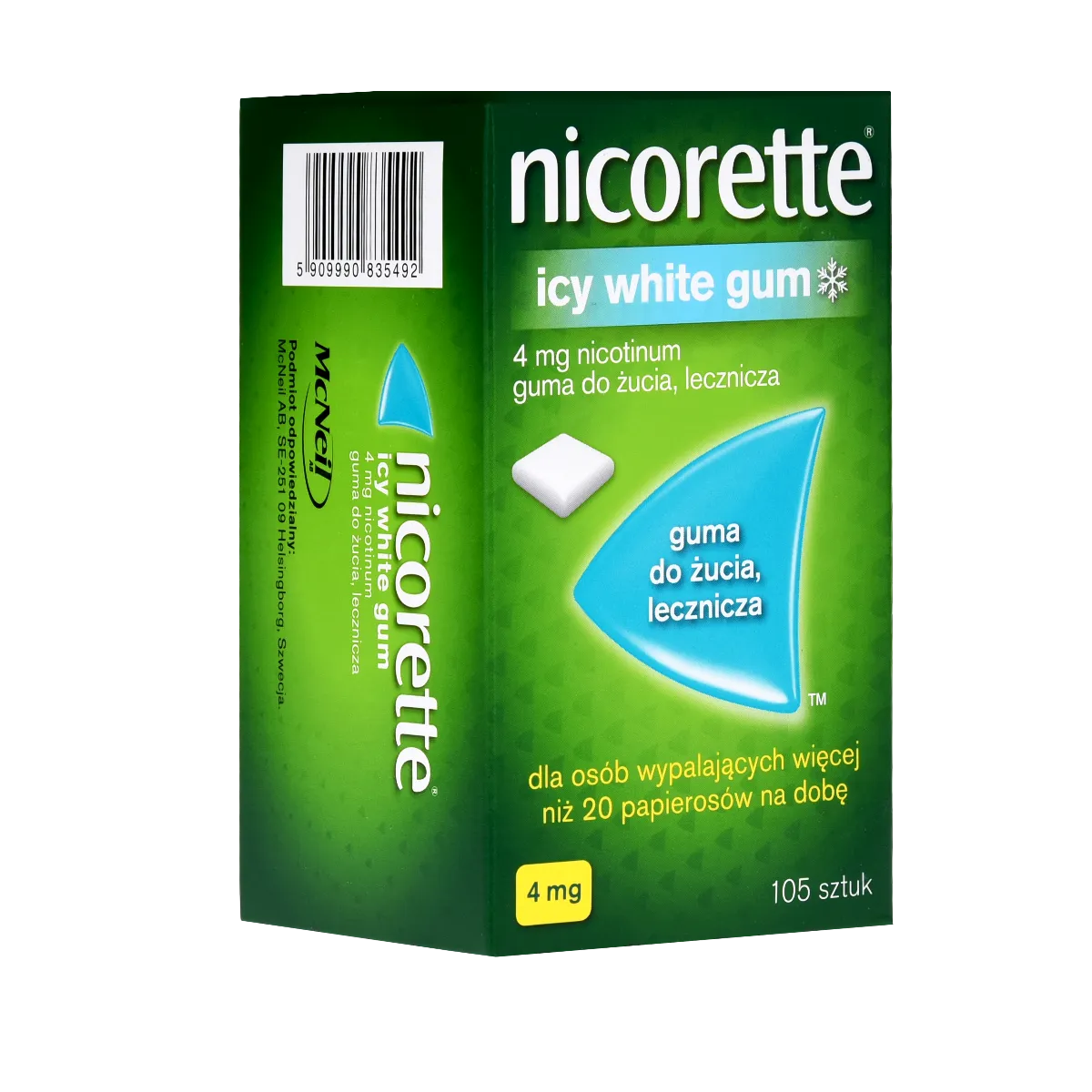 Nicorette Icy White Gum, 4 mg, 105 sztuk 