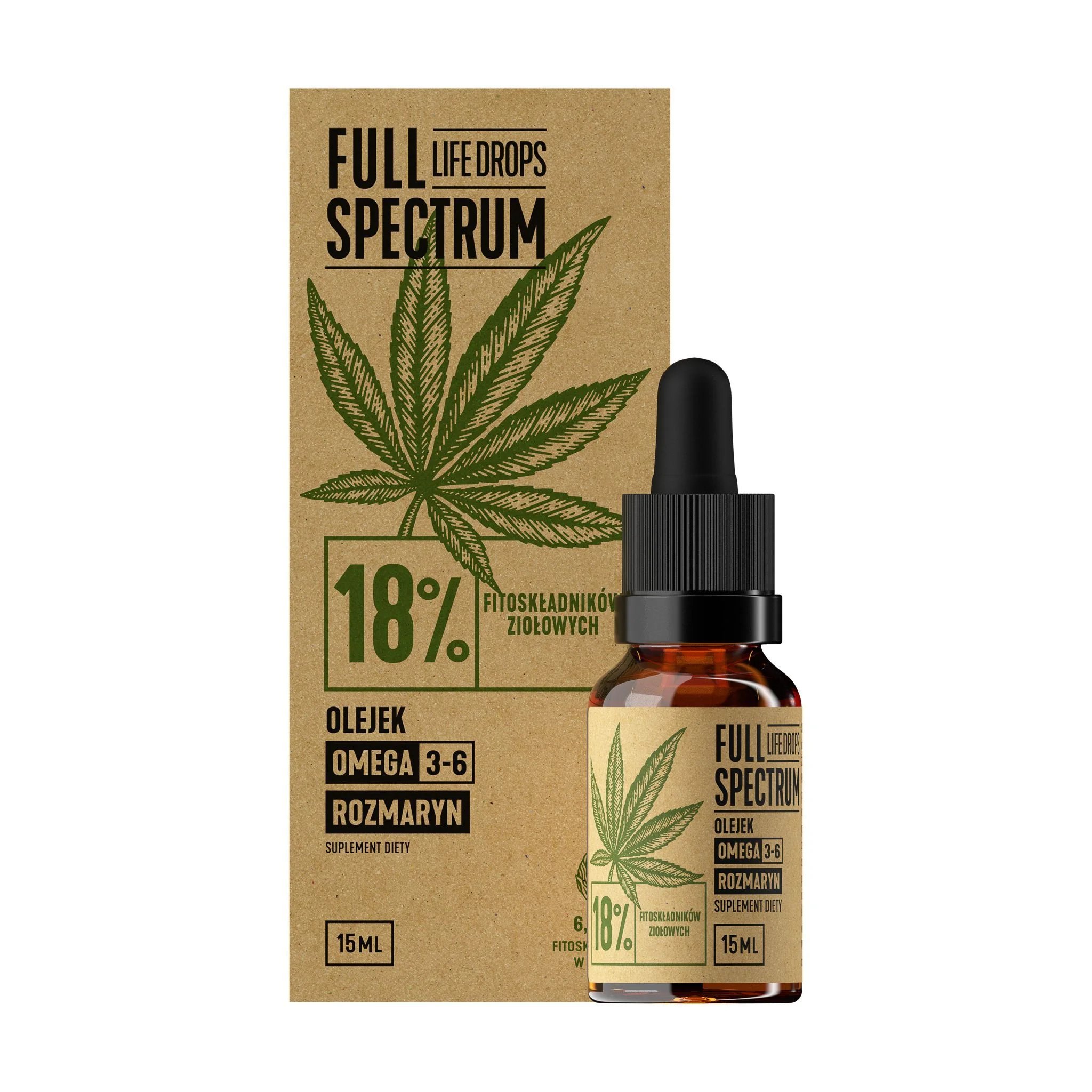 Full Spectrum Life Drops Olej konopny 18% CBD 15 ml