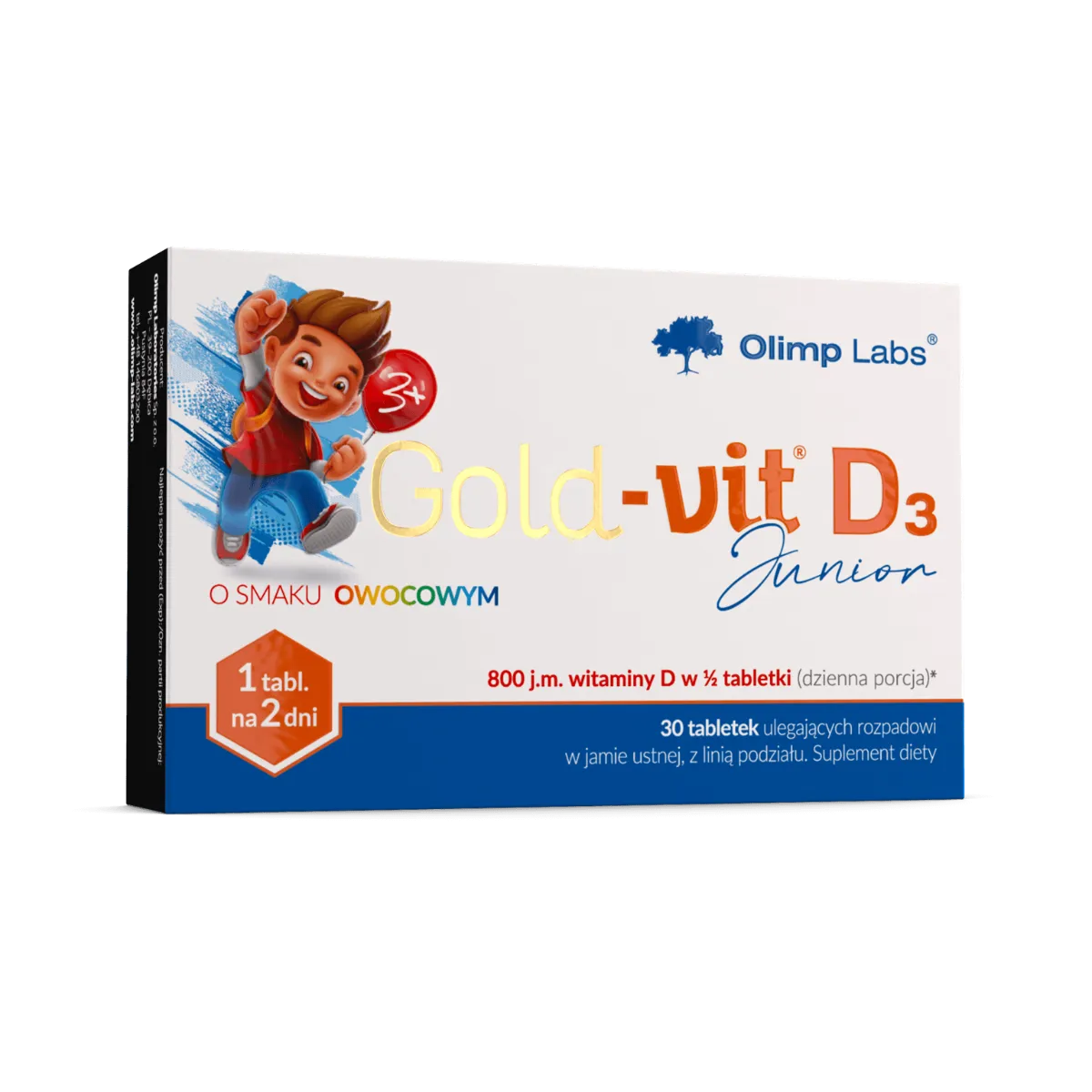 OLIMP Gold-Vit D3 Junior, suplement diety, smak owocowy, 30 tabletek