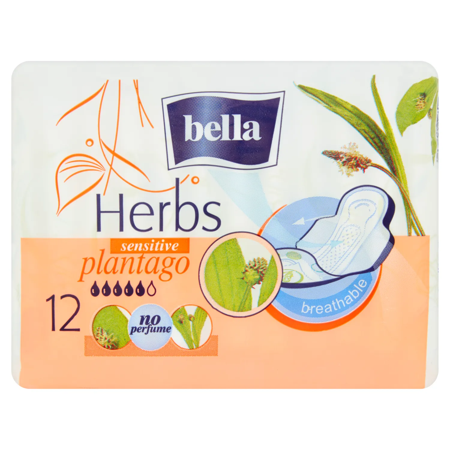 Bella Panty Herbs Sensitive Plantago, Wkładki, 12 sztuk