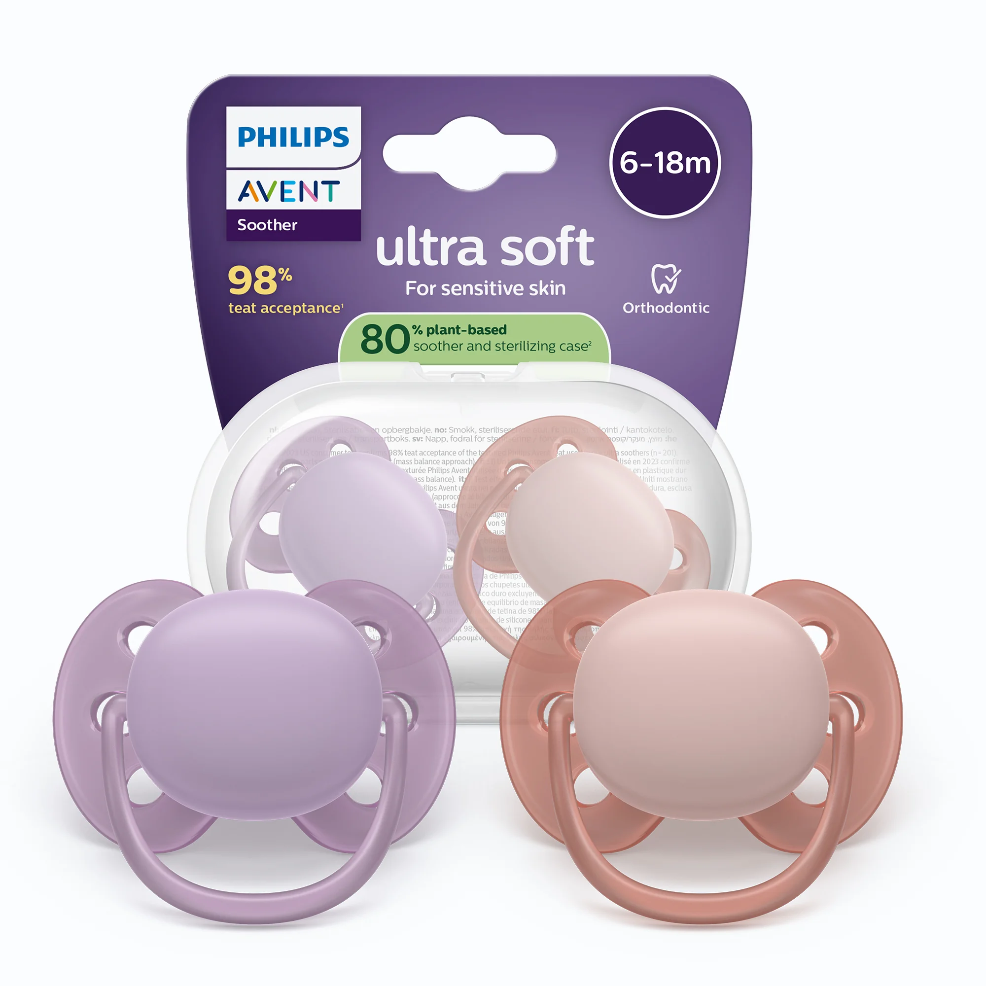 Philips Avent Ultra Soft ortodontyczny smoczek uspokajający 6-18 m, 2 sztuki