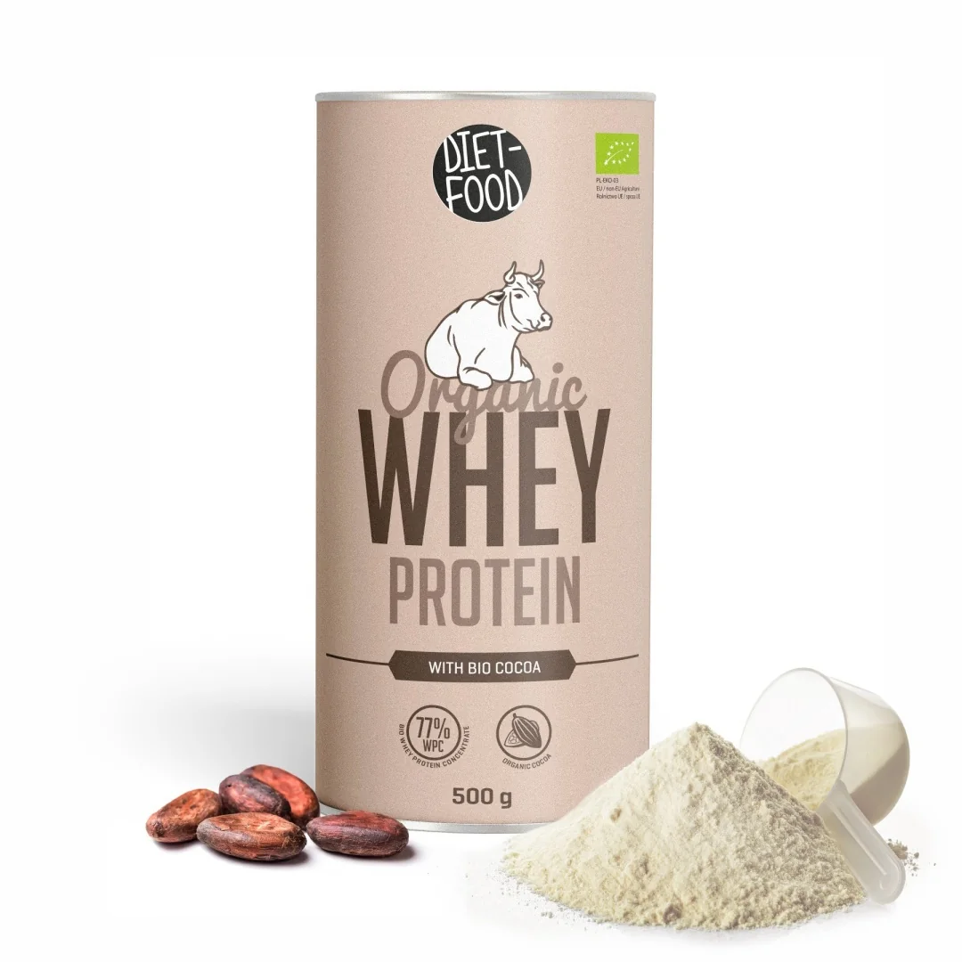 DIET-FOOD Białko z serwatki z kakao BIO koncentrat WPC, 500 g