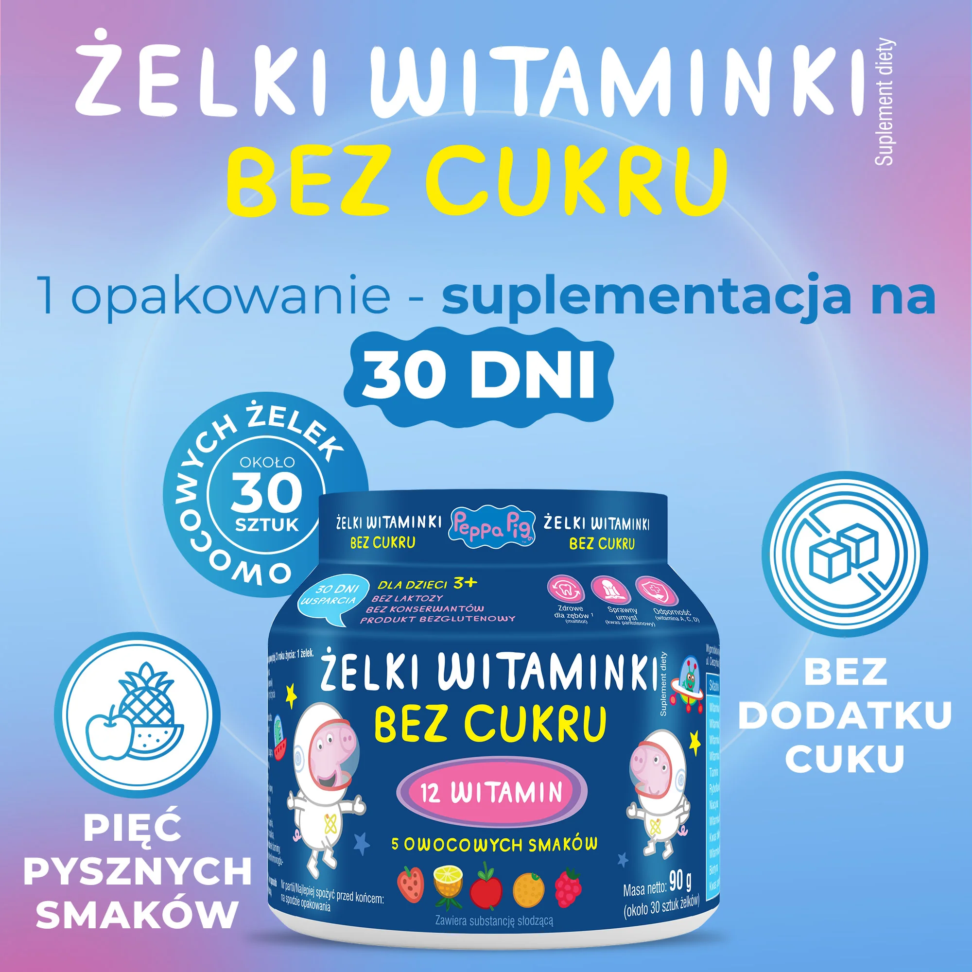 Domowa Apteczka Peppa Pig Żelki Witaminki Bez Cukru, 30 sztuk
