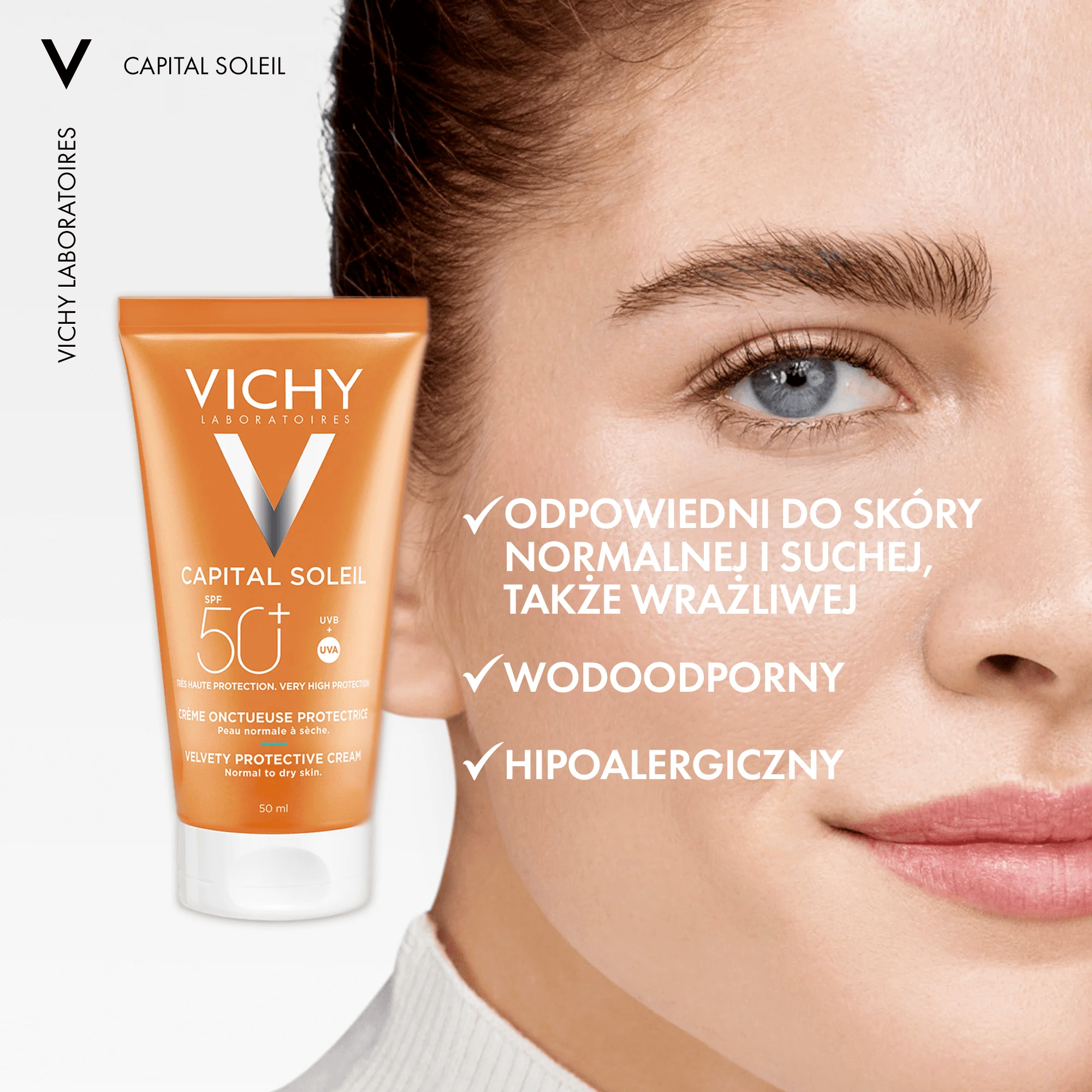 Vichy Capital Soleil, Krem aksamitny SPF50+, 50ml