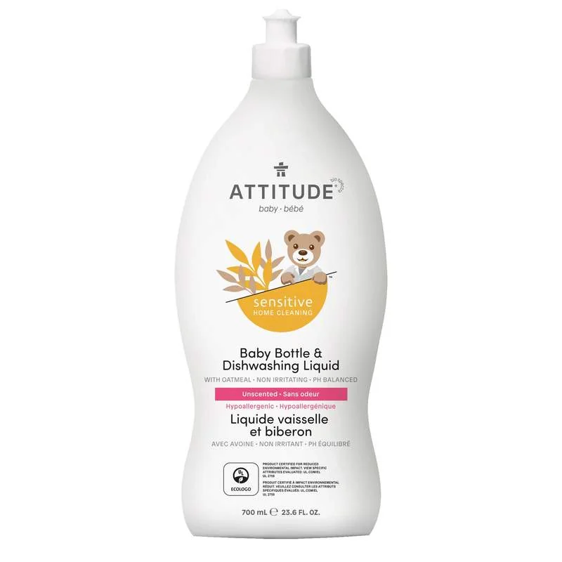 Attitude Sensitive Home Cleaning naturalny płyn do mycia butelek i naczyń dla niemowląt Bezzapachowy, 700 ml