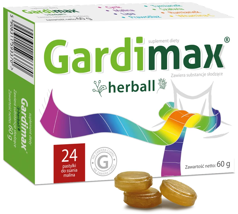 Gardimax Herball 24 pastylki do ssania o smaku malinowym