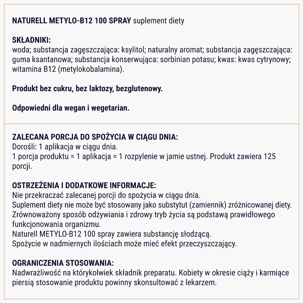 Naturell Metylo B12 100 spray 25 ml