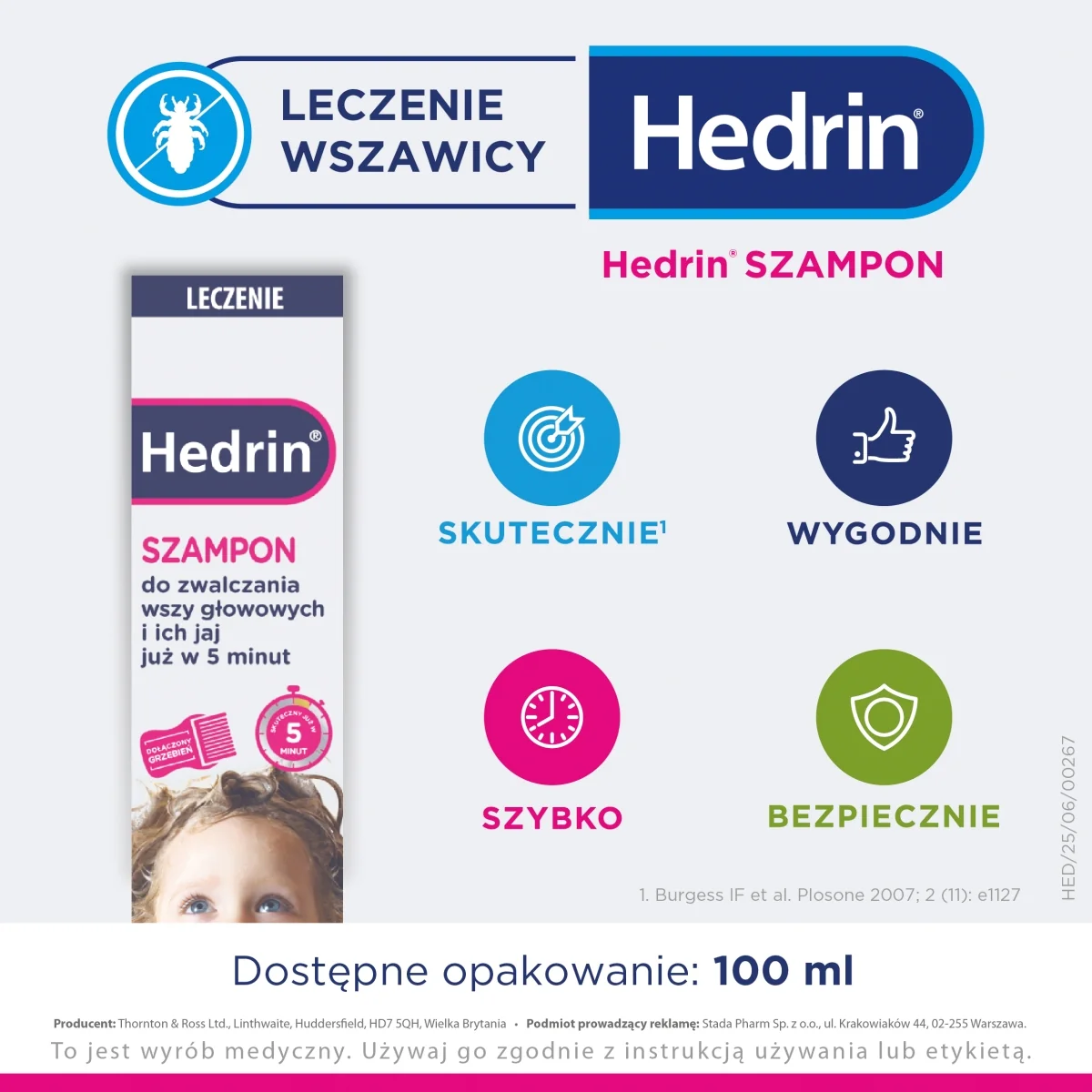 Hedrin szampon, przeciw wszawicy, 100 ml
