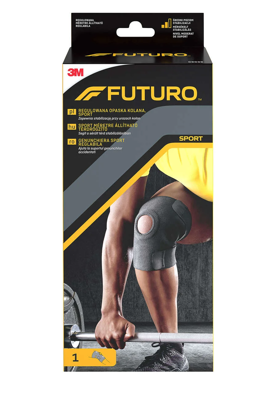 Futuro Sport regulowana opaska kolana kolor czarny, 1 szt.