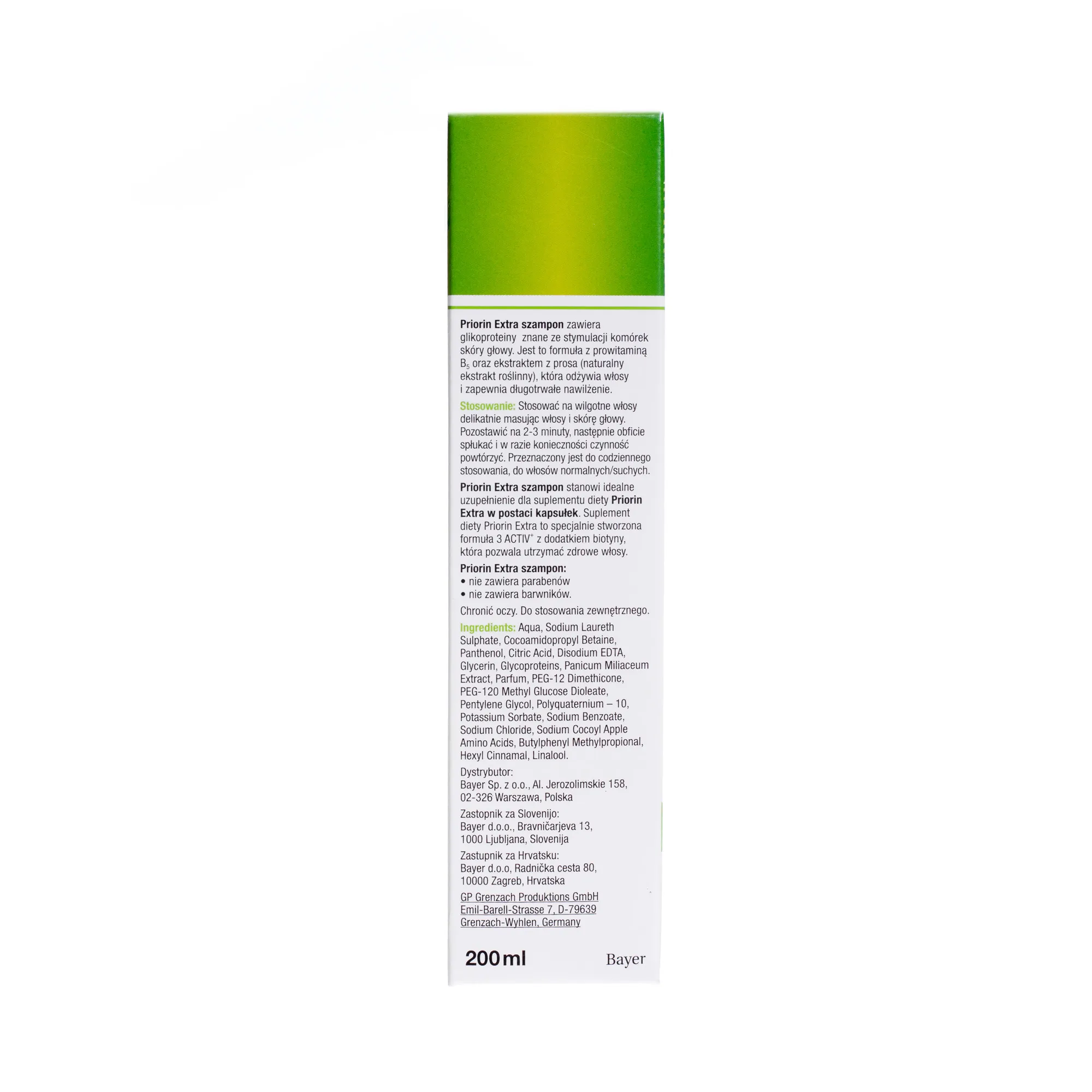 Priorin Extra, szampon z naturalnymi ekstraktami roślinnymi i prowitaminą B5, 200 ml 