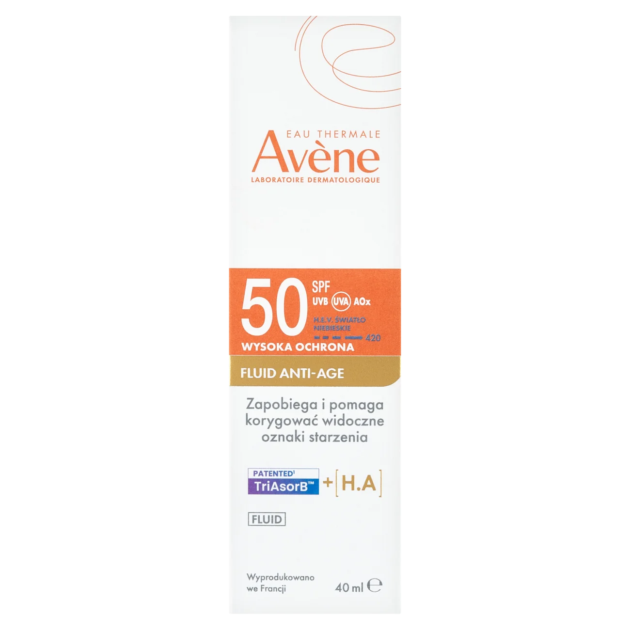 Avène Wysoka ochrona przeciwsłoneczna fluid anti-age SPF 50, 40 ml