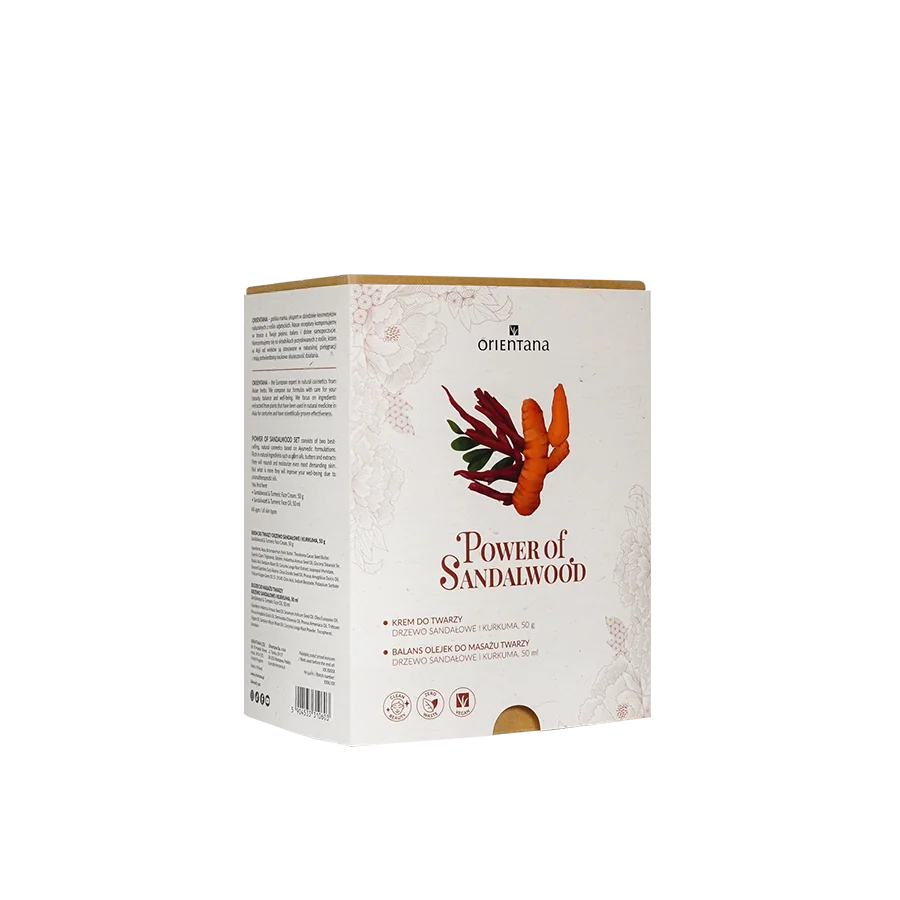 Orientana Power Of Sandalwood krem do twarzy drzewo sandałowe, 50 ml + olejek do twarzy, 50 ml