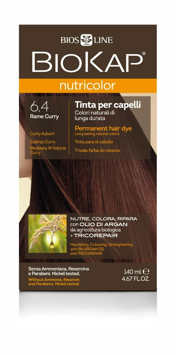 Biokap Nutricolor naturalna farba do włosów, 6.4 miedziany w kolorze curry, 1 szt.
