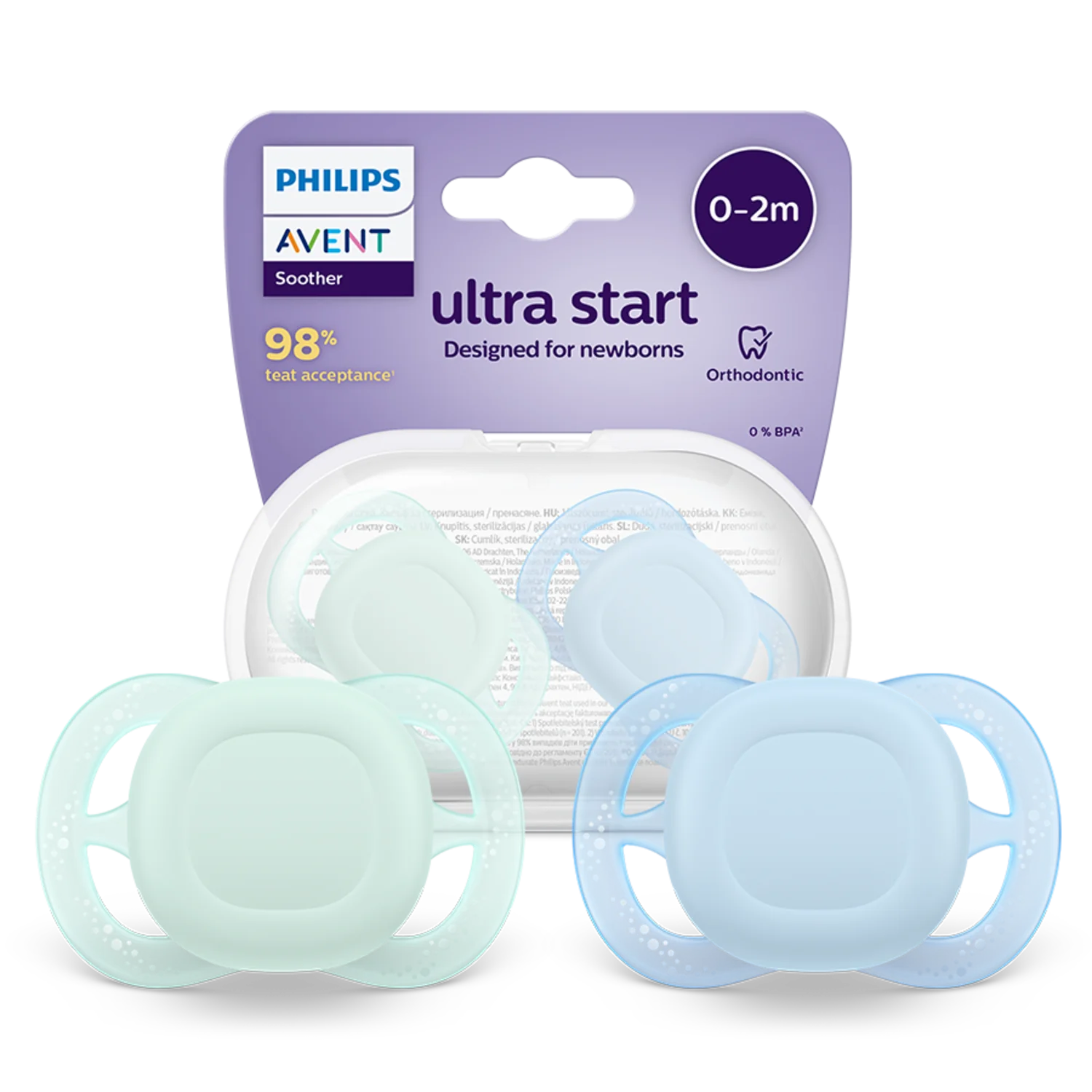 Philips Avent Ultra Start SCF075/02 smoczek ortodontyczny, 0-2 m, 2 szt.