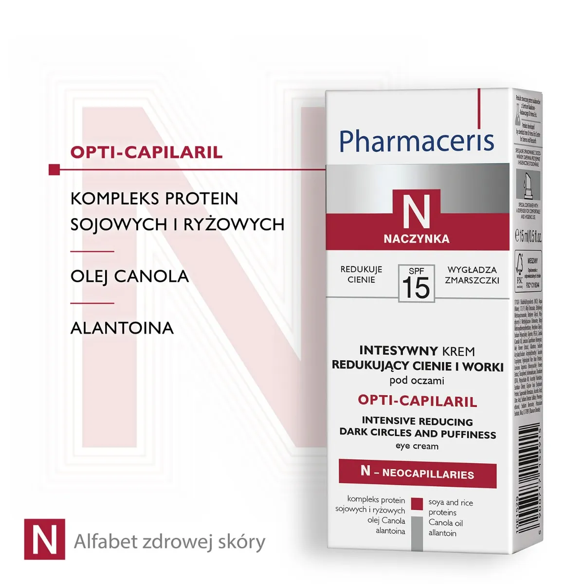 Pharmaceris N Opti Capilaril intensywny krem redukujący cienie i worki pod oczami Naczynka SPF 15 / 15 ml 