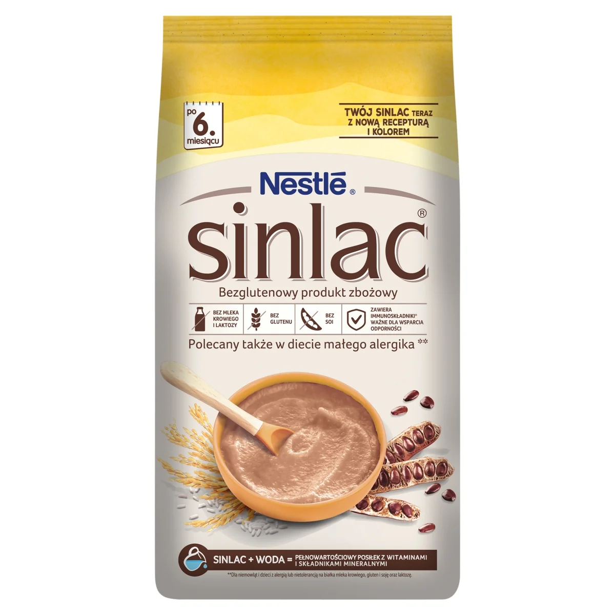 Nestle Sinlac bezglutenowy produkt zbożowy, po 6 miesiącu, 500 g