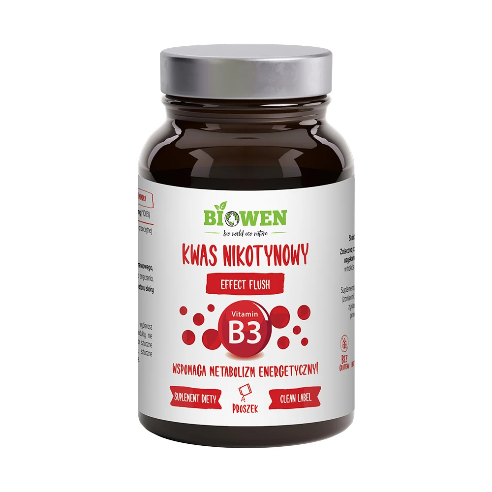 BIOWEN Kwas Nikotynowy Witamina B3 proszek, 120 g