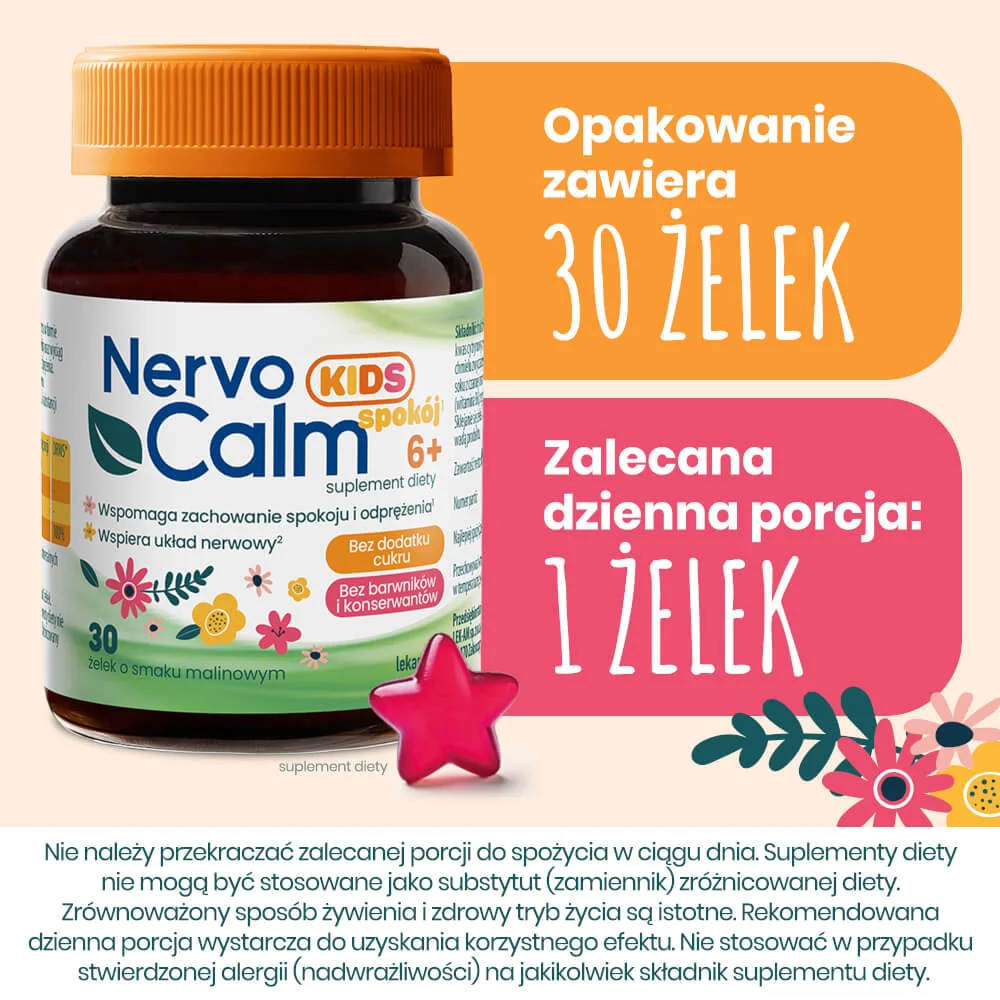 NervoCalm Kids 6+ Spokój o smaku malinowym, 30 żelek