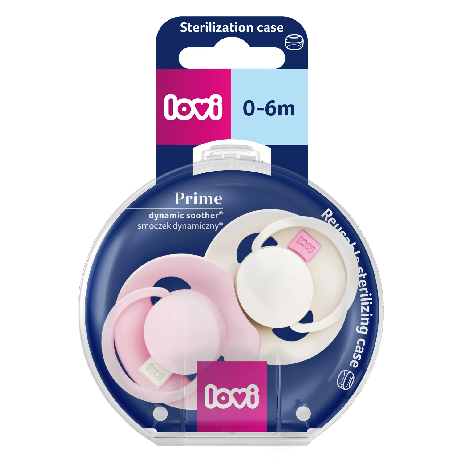 Lovi Prime smoczek silikonowy dynamiczny 0-6 m Rose/Rose Cream 34/454, 2 sztuki