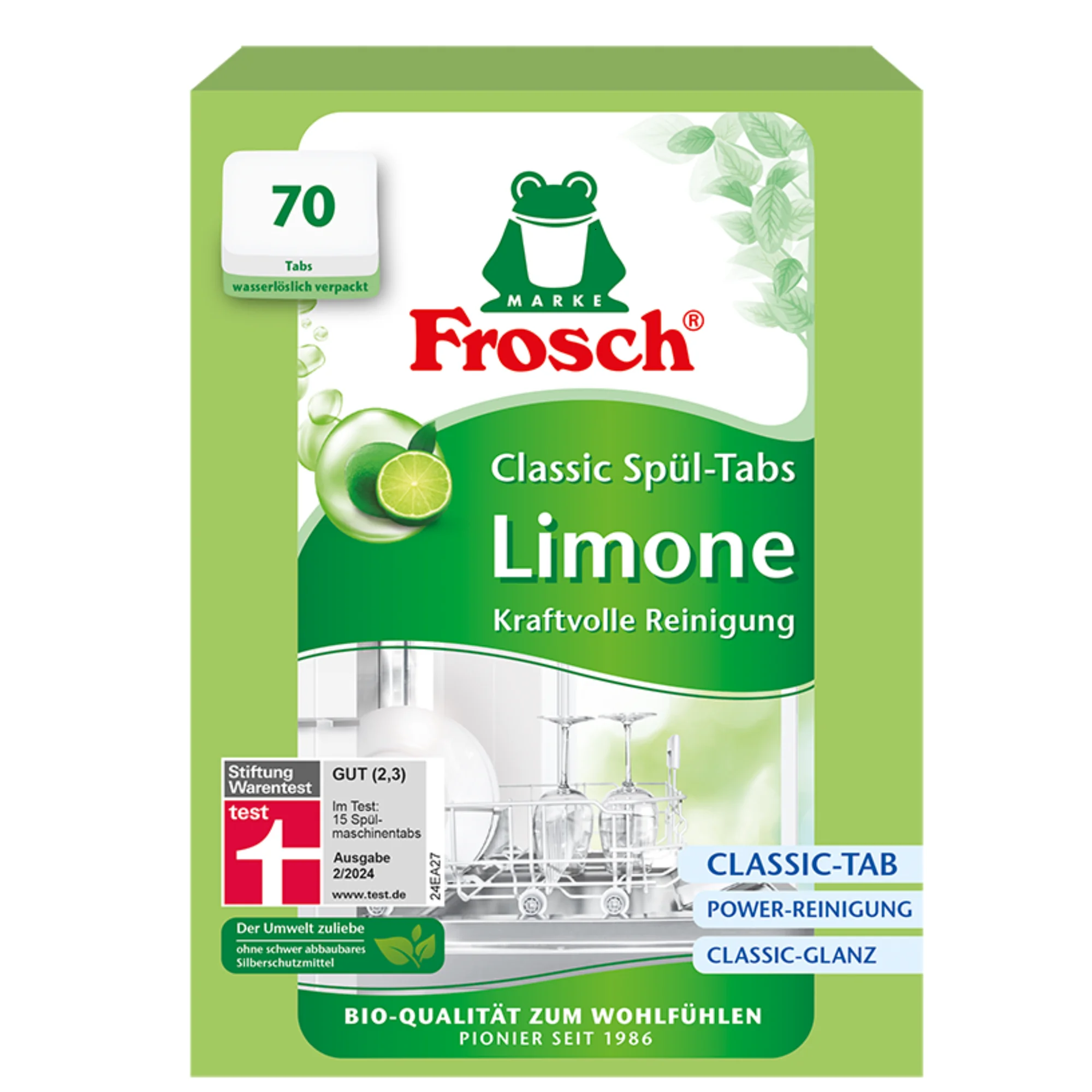 Frosch limonkowe tabletki do zmywarki Classic, 70 sztuk