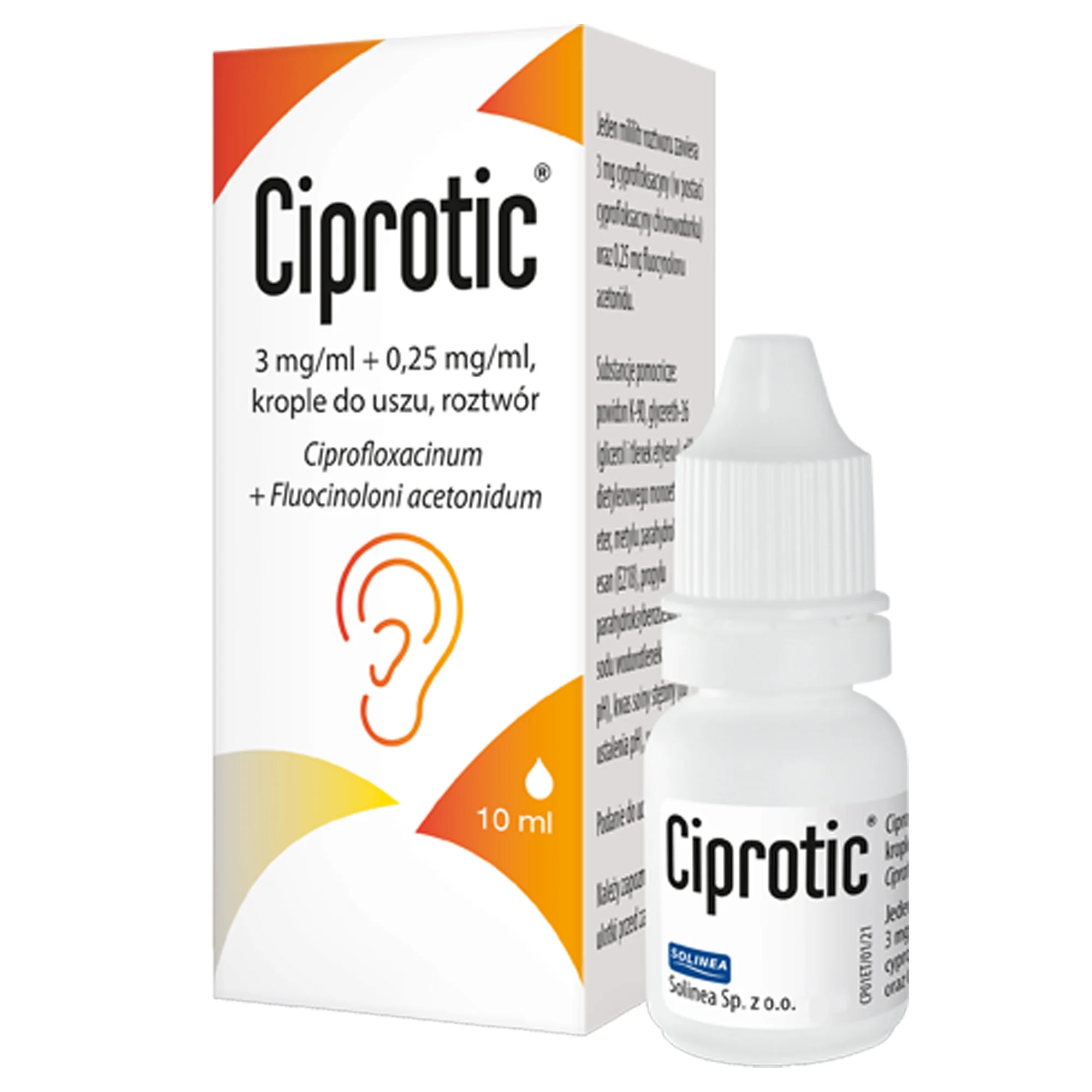Ciprotic (3mg+0,25mg)/ml, krople do uszu, 10 ml
