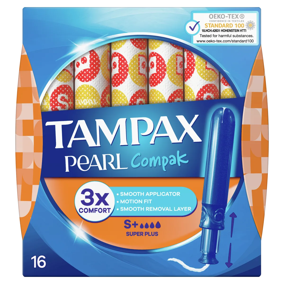 Tampax Compak Pearl Super Plus,  tampony z aplikatorem, 16 sztuk