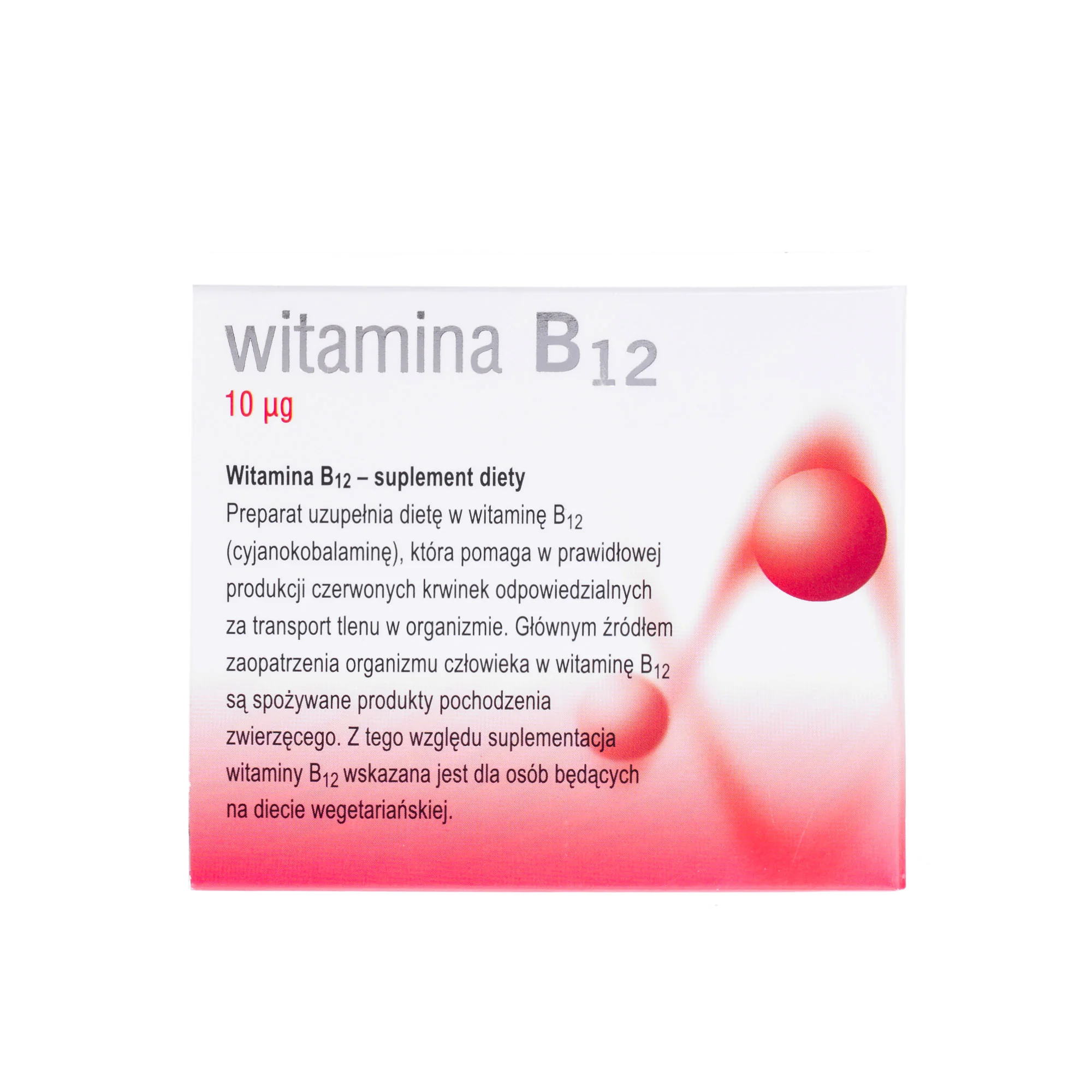 Witamina B12, 10 μg, suplement diety, 100 tabletek 